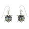 Native American Village Design Multicolor Turtle Water Wave Silver Hook Dangle Earrings WX78971